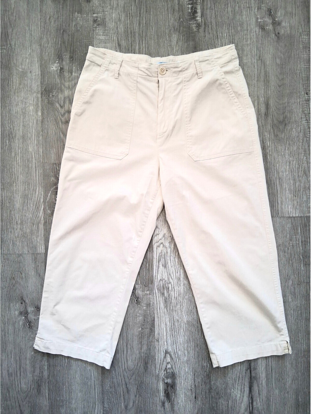 Penmans Women's 12, 31x21 Beige Cotton Blend Stretch High-Rise Capri Pants